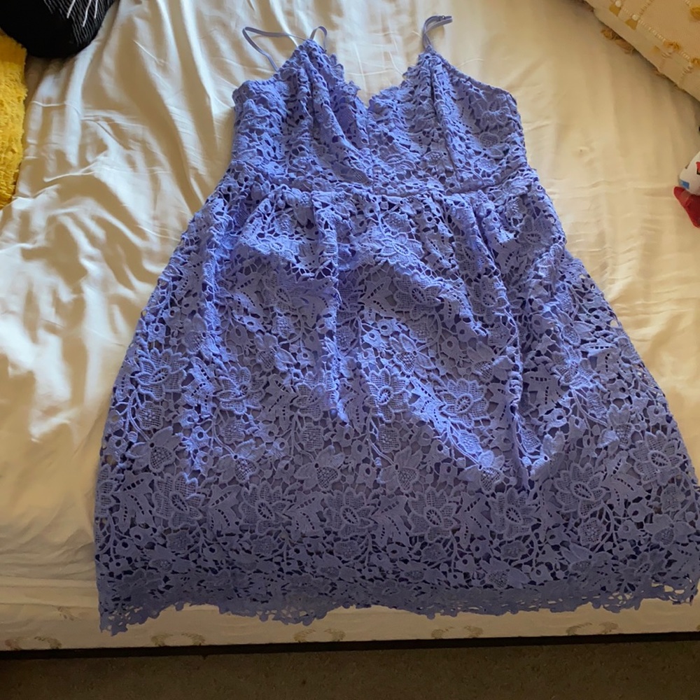 Purple mid length floral pattern dress